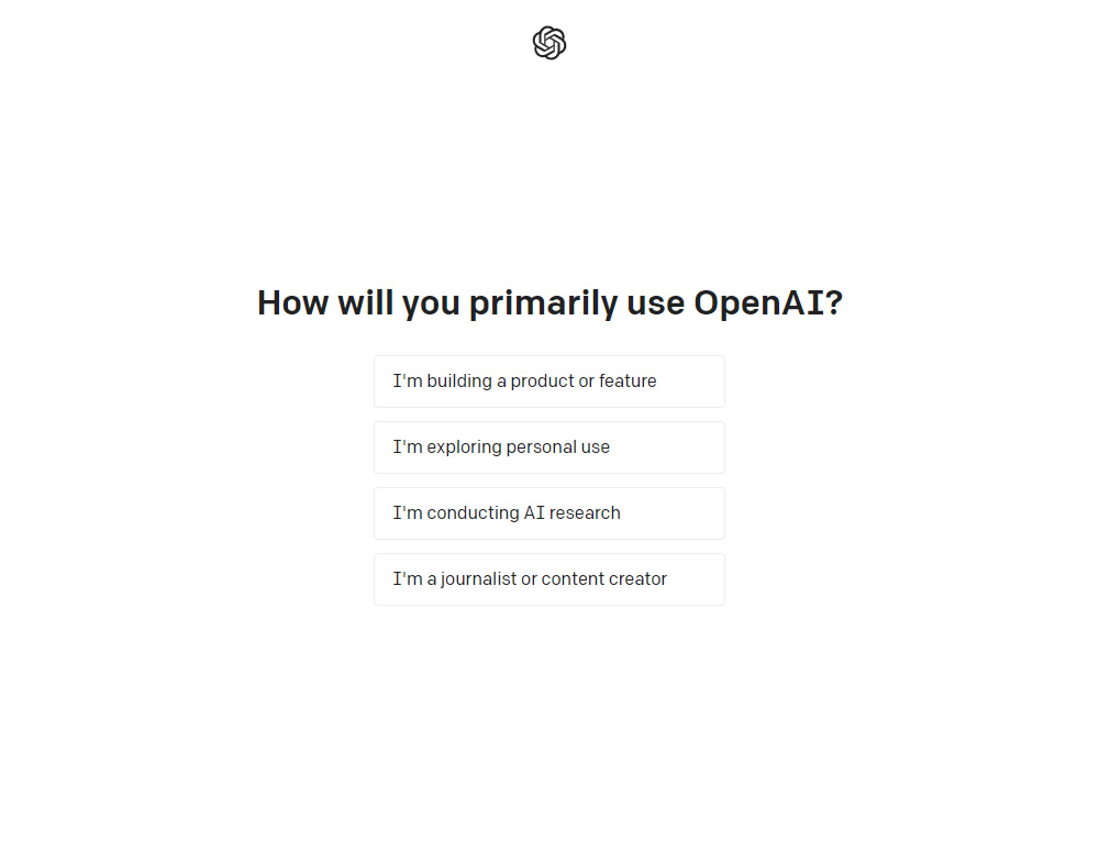 OpenAIの利用目的を選択